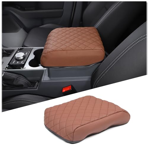 Armrest Box Cover Center Console Pad Compatible with Ineos Grenadier 2020-2024, Comfortable, Breathable, Waterproof Leather Center Console Armrest Cushion (Brown) - color: Brown