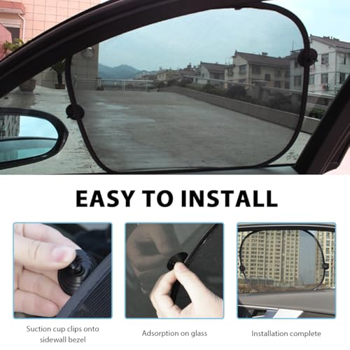 2PCS Car Window Shade, Auto Side and Rear Window Sunshade with Suction Cups, Foldable Sun Glare and UV Rays Protection Vehicle Sunshade Cover for Baby Child, Car Accessories