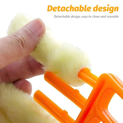 3PCS Blind Cleaner Duster Tool, 7 Fingers Microfiber Handheld Shutter Cleaning Brush for Car Air Conditioner, Detachable Auto Air Vent Dusting Cleaner, Universal for Most Vehicles (Yellow) - color: Yellow