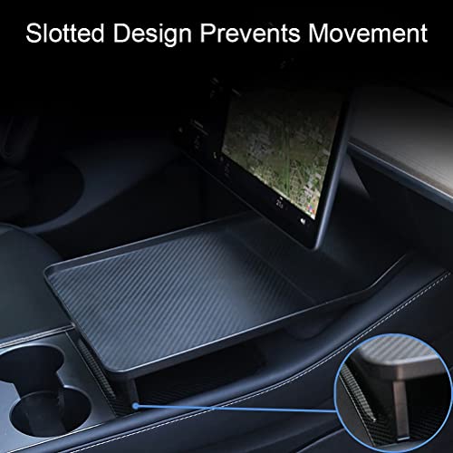 JSCARLIFE Center Console Tray for T-esla Model Y Model 3, Food Tray Table for Eating with Passenger, Car Tray Organizer Placing Essentials for T-esla Model Y/3 Accessories