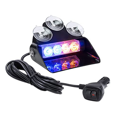 LAMPHUS SolarBlast SBWL14 4W Amber Blue LED Warning Strobe Dash Light [32 Flash Modes] [Adjustable Angle] [Suction Cups] Flashing Emergency Dash Windshield Light for Volunteer Firefighter Vehicles - color: Amber / Blue