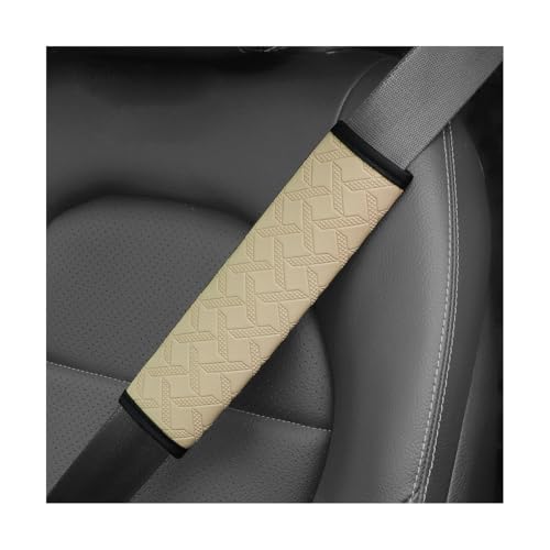 2PCS Car Seatbelt Cover, 9.05 Inches Soft Leather Vehicle Safety Seat Belt Strap Cushion, Comfortable Auto Shoulder Neck Chest Protection Pads Accessories, Extremely Long (Beige) - color: Beige/9 inches