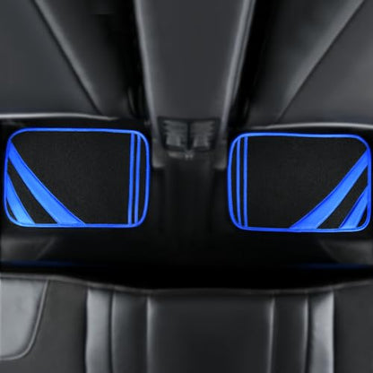 CAR PASS Faux Leather Car Mats Blue Edge Waterproof Car Floor Mats Car Carpet Mats 4 Pieces with Double Stitch Line Anti-Slip Backing Design, Universal Fit for Most Vehicles,SUVs,Sedan,Vans - color: Black Blue