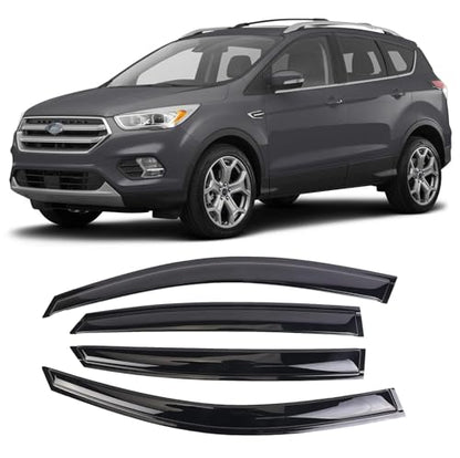 Tape-On Window Visors Deflectors Rain Guards 4 Piece Set ‎Compatible with 2013-2019 Ford Escape 94383 - size: 2013-2019 Ford Escape