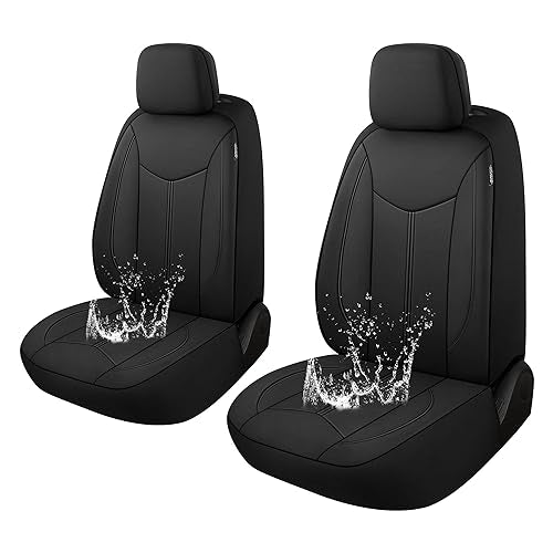 CAROMOP Neoprene Car Seat Cover 2 Front Seats, Waterproof Seat Covers for Cars, Universal Fit for Most Car Interior Covers-Sedan Truck SUV(Black) - color: Black, size: Front Set