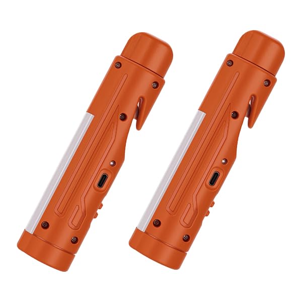 KnLnny Ware Automotive Escape Tool, Window Breaker,Seatbelt Cutter, Car Flashlight, 5 in1 Auto Tactical Gear, USB Charging, Magnetic Attraction, Emergency Kit Self Defense Accessories,Orange - color: Orange