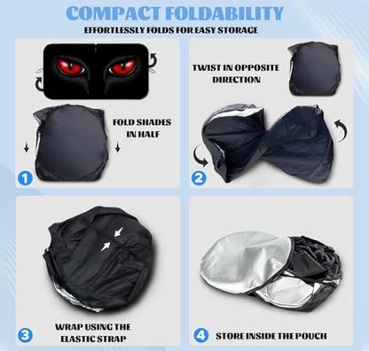 Wolf Eyes Car Windshield Sun Shade, Foldable Car Front Window Sunshade, UV Ray Reflector Sun Blocker, Heat Protection Windshield Cover Universal Fit for Sedans, Trucks, SUV, 59" x 31.5" - color: color 3