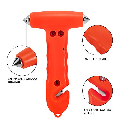 MOTORBUDDY Car Safety Hammer 2-Pack, Auto Emergency Escape Hammer with Window Breaker and Seat Belt Cutter, Striking Red Emergency Escape Tool for Car Accidents - color: Light Red