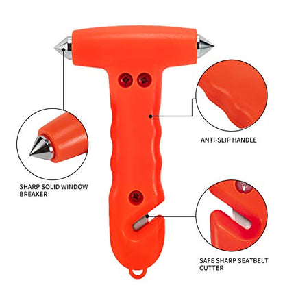 MOTORBUDDY Car Safety Hammer 2-Pack, Auto Emergency Escape Hammer with Window Breaker and Seat Belt Cutter, Striking Red Emergency Escape Tool for Car Accidents - color: Light Red