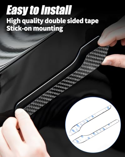 KKTR-CAR Door Handle Cover, Real Glossy Carbon Fiber Door Handle Trim Protector Set Compatible with Tesla Model y Model 3 2017-2025 Real Glossy Carbon Fiber (4 Pieces) - color: Real Glossy Carbon Fiber