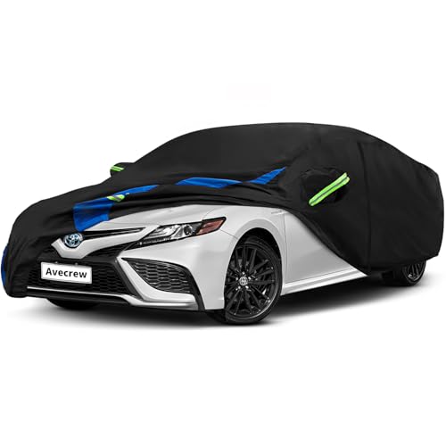 Avecrew Car Cover Custom Fit for Toyota Camry, Waterproof All Weather Full Exterior Cover Rain Snow UV Protection Cover with Side Door Zipper Design - size: Fit for Toyota Camry