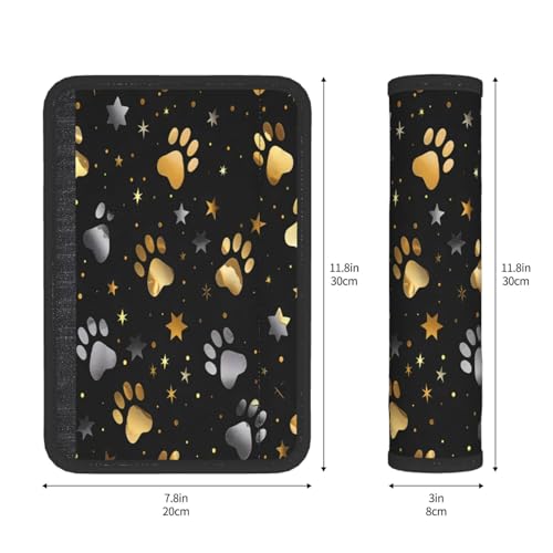 Seat Belt Cover Pad Golden Grey Dog Paw Print Soft Safety Car Automotive Seat Belt Pads Cushion Shoulder Strap Covers for Cars or Bags, 2 Pcs - color: Golden Grey Dog Paw Print