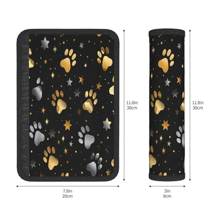Seat Belt Cover Pad Golden Grey Dog Paw Print Soft Safety Car Automotive Seat Belt Pads Cushion Shoulder Strap Covers for Cars or Bags, 2 Pcs - color: Golden Grey Dog Paw Print