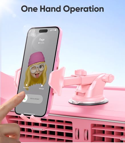 VICSEED Pink Phone Holders for Your Car, [True Military-Grade Shockproof Strongest Suction Power], 3-in-1 Dashboard Windshield Vent, Truck Boat Stand Cell Phone Mount for iPhone Android All Phones - color: Hot Pink