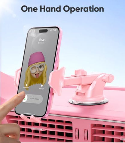 VICSEED Pink Phone Holders for Your Car, [True Military-Grade Shockproof Strongest Suction Power], 3-in-1 Dashboard Windshield Vent, Truck Boat Stand Cell Phone Mount for iPhone Android All Phones - color: Hot Pink