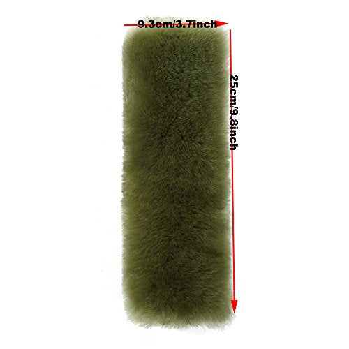 U&M 2 Pack Genuine Sheepskin Auto Seat Belt Cover for Adult Youth Kid Toddlers -Soft Warm Car, Truck, SUV, Camera Backpack Strap Shoulder Pad Wool Fluffy - color: bean green