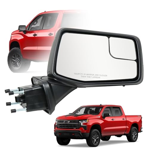 Passenger Right Side Door Mirror for 2019-2024 Chevy Silverado 1500, with Heated Power and Convex Blind Spot Glass Temperature Sensor Manual Folding, Replace#GM1321583(7 Pins) - size: Right