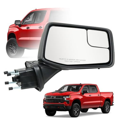 Passenger Right Side Door Mirror for 2019-2024 Chevy Silverado 1500, with Heated Power and Convex Blind Spot Glass Temperature Sensor Manual Folding, Replace#GM1321583(7 Pins) - size: Right