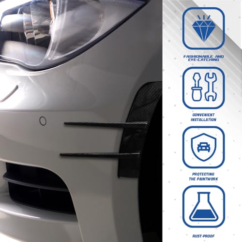 2PCS Car Spoiler Canards Kit, Front Bumper Splitter, Fender Side Vents Stickers Soft Fins Spoiler Kit, Universal Auto Accessories Decoration Strip for Car Body Hood Side Wing (Carbon Fiber) - size: Carbon Fiber