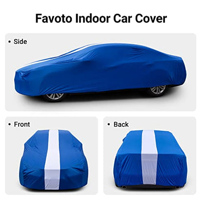 Favoto Car Cover Dustproof Sedan Indoor Stretch Cover Universal Fit 177-193 Inch Automobiles Full Car Cover with Storage Bag Breathable Windproof All-Weather Auto Vehicle Cover (Blue-Upgraded) - color: Blue-Upgraded