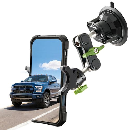 Heavy Duty Phone Mount for Truck, Suction Cup Windshield Car Phone Holder, Ultra-Durable Mteal Car PhoneHolder for F- 150 RAM Silverado Kenworth Peterbilt Freightliner, 360° Anti-Shake Car Phone Mount - style: Standard