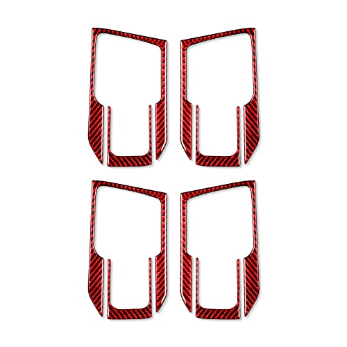 Red Real Carbon Fiber Kit Compatible with Dodge Ram 1500/2500/3500 2013 2014 2015 2016 2017 2018 Interior Accessories Car Inner Door Handle Paint Guard Cover Trim (Not fit Tradesman and Express trims) - color: Red 34