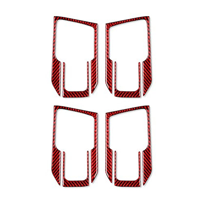 Red Real Carbon Fiber Kit Compatible with Dodge Ram 1500/2500/3500 2013 2014 2015 2016 2017 2018 Interior Accessories Car Inner Door Handle Paint Guard Cover Trim (Not fit Tradesman and Express trims) - color: Red 34