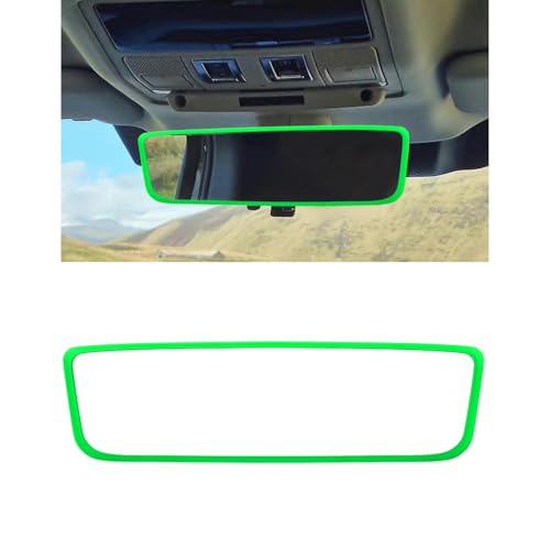 Wevdn Rear View Mirror Protector Frame, Silicone Car RearView Mirror Cover Compatible with Model 3 and Y, Auto Interior Decoration Gifts, Car Accessories (Fluorescent Green) - color: Fluorescent Green