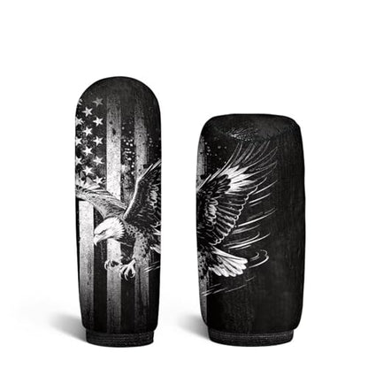 KEIAHUAN 2 Pack PCar Gear Shift Knob Cover & Handbrake Cover Breathable Anti-Slip Comfy Gear Shift Covers Universal for Most Cars,Sedans,SUVs, American Flag Eagle - color: American Flag Eagle-black