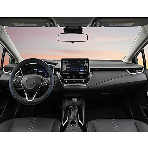 West Llama Customized Auto Car Steering Wheel Cover for Toyota Tacoma,4Runner,Tundra,Sequoia,15.5-16 inch(Diamond Quilted-Black+Blue-Large Size) - color: B-Black+Blue, size: Large size (15 ½''-16'')