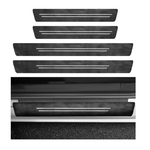 4 PCS Car Door Sill Protector, Anti-Scratch Carbon Fiber Car Door Entry Guards Stylish Stickers, Waterproof Threshold Rear Bumper Protection Strips for Most Vehicles (White) - color: White-4pcs