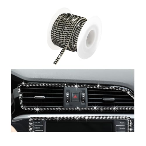 Ohleats Bling Car Trim Self Adhesive, 16.4 Ft Auto Interior Exterior Crystal Rhinestone Decoration Strip Decal, Glitter Trim Strips Line Molding for Dashboard, Car Accessories (Black) - color: Black