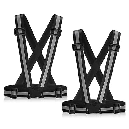 Reflective Vest Running Gear, 2Pack High Visible Safety VES for Cycling Jogging Running Walking, Adjustable for Men Women Kids - color: Black