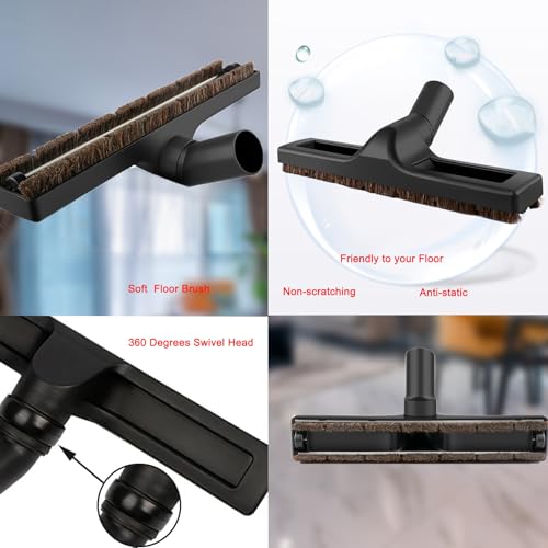 11 PCS Vacuum Accessories for Shop Vac Attachment, 2 1/2" to 1 1/4" and 1 7/8" to 1" Hose Adapter for Shop Vac, 1 1/4" 360 Degrees Swivel Vacuum Hard Floor Brush Flexible Crevice Tool - size: 11 Pack