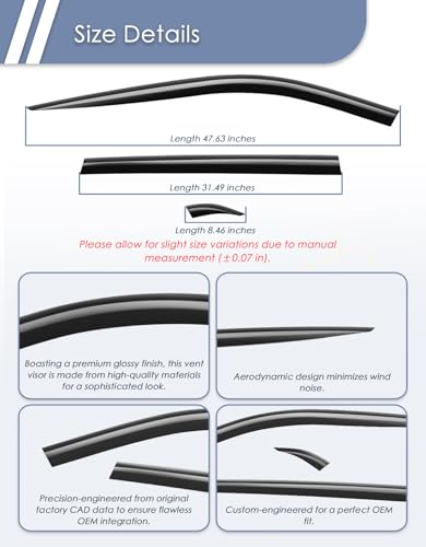 6-pcs Window Rain Guard for Toyota RAV4 2019-2025 RAV 4 Low-Profile Rain Guards Side Window Visors Low Profile Vent Visor Window Deflectors Tape-On Vent Shades Car Accessories - size: 2019-2025 Toyota RAV4