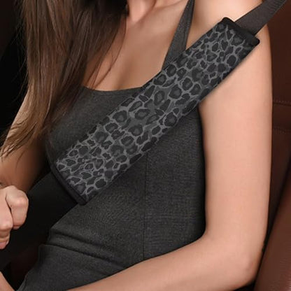 Gray Leopard Print Car Seat Belt Cover Seatbelt Shoulder Pad 2 Pack Comfortable Car Interior Automotive Anti-Slip Shoulder Strap Protects Fit Most Cars, Truck, Suv, or Van - color: A-Gray Leopard Print