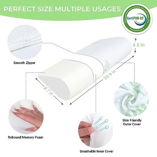 COOLBEBE Cervical Neck Pillows 2PCS, Memory Foam Neck Roll Pillows for Sleeping, Ergonomic Bolster Pillow for Bed, Sofa, Car Seat, Spine Support for Back Sleepers (2 Pack)