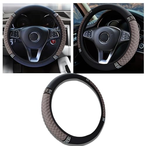Bling Car Steering Wheel Cover, 15 Inch Anti-Slip Wheel Protector for Women Girls, Soft Leather Elastic Steering Wheel Protector, Car Interior Accessories for Most Cars (Gray) - color: Gray