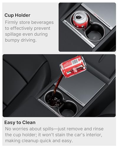 5PCS Center Console Organizer Compatible with 2025-2026 Tesla Model Y Juniper/2024-2026 Model 3 Highland Accessories, Hidden Storage Box, Cup Holder and Silicone Mat(Not Fit Juniper Standard) - size: 5pc for Model Y Juniper/ Model 3 Highland