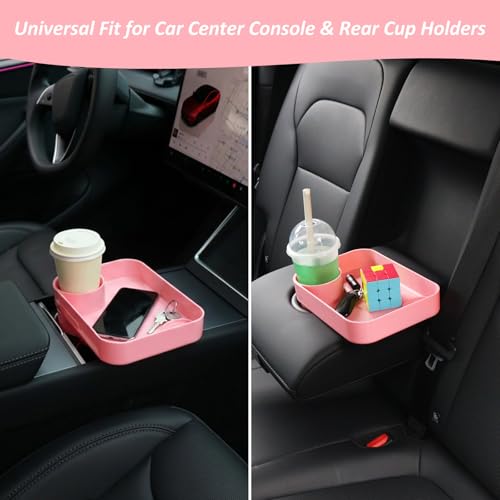 Car Seat Snack Tray for Kids, Mess-Free Square Travel Tray Cup Holder Snack Tray, Durable Car Food Tray for Toddlers, Universal Fit Kids Travel Road Trip Essentials (Pink) - color: pink