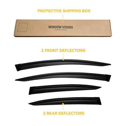 Window Visors for 2012-2015 Honda Civic Sedan 4-Door, Outside-Mount Shatterproof Rain Guards Vent Deflector Shade Dark Smoke 2013 2014, Tape-On, 4PCS - style: For 2012-2015 | Honda Civic 4dr | Out-Channel
