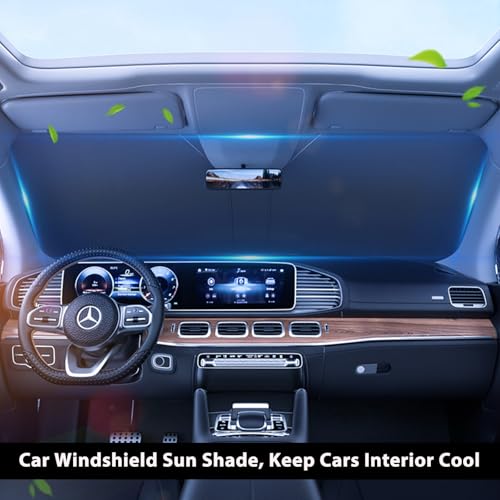 Kairiyard 2Pcs Car Windshield Sun Shade, 240T Thickened Foldable Sun Shade for Car Windshield Blocks Sun, Heat, Keep Vehicle Interior Cool (57.09x 31.5inch) - size: 2Pcs Windshield Sunshade