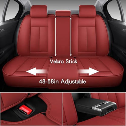 MINGBRON Leather Car Seat Covers,Car Seat Covers Full Set,Automotive Seat Covers 6 Seats,Fit for Most Cars SUV and Most Sedans Red - color: Red 3, size: 5 Seat Covers (Front & Rear)
