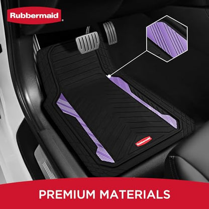 Rubbermaid Car Floor Mat, Heavy Duty All-Weather Car Mats Full Set with Dual-Tone Purple Aluminum Inserts – Universal Fit, Anti-Slip Backing, Trim-to-Fit for Most SUV, Sedan, Van - color: Purple