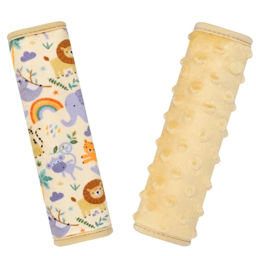 Seat Belt Covers for Kids, Double-Sided Use Shoulder Pads for Kids, Comfort Neck Strap Covers, Cute Car Seatbelt Cushion Covers for Boys Girls(2 Pack) - color: Wildlife Zoo