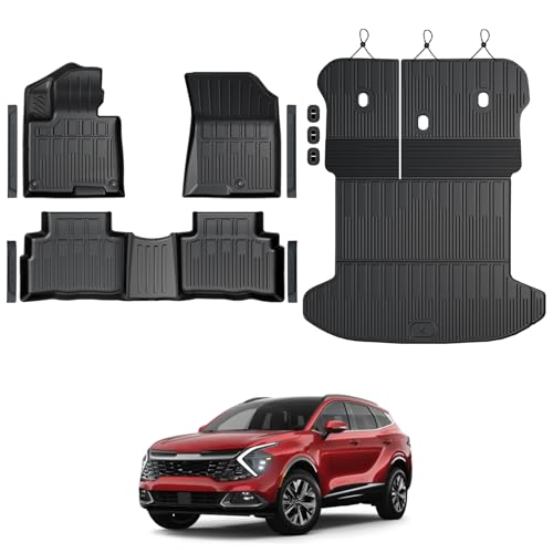 Floor Mats for Kia Sportage Gas 2023-2026, All Weather Floor Mats Trunk Cargo Liner with Backrest Protectors Accessories, Full Coverage Set (Not fit Hybrid) - size: For Kia Sportage Gas | 2023-2026