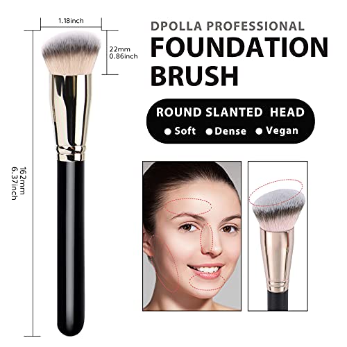 Makeup Brushes DPOLLA Pro Foundation Brush and Flawless Concealer Brush Perfect for Any Look Premium Luxe Hair Contour Brush Perfect for Blending Liquid,Buffing,Cream,Sculpting,Mineral Makeup - color: Black