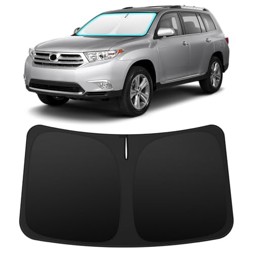 INSAUTO Custom Fit Windshield Sun Shade Accessories for Toyota Highlander 2008-2013, Foldable Front Window Sunshade, UV & Heat Reflector, Keeps Interior Cool, Includes Storage Bag - size: for 2008-2013 Toyota Highlander
