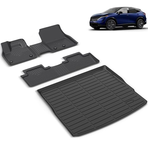 All Weather Car Floor Mats & Cargo Liner Set Fit for Nissan Ariya 2023 2024 2025 Floor Liners Trunk Liner Ariya Cargo Mat Accessories Black - style: 4)For Nissan Ariya 2023-2025 Full Set