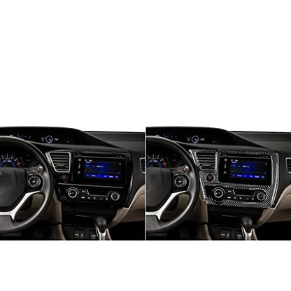 Real Carbon Fiber Car Center Console Air Vent Multimedia Navigation Screen AC Control Panel Interior Trim Sticker Cover Compatible with Honda Civic 9 Coupe/Sedan 2013-2015 Accessories Black - Kit - color: Center Console Multimedia Navigation Display Scree